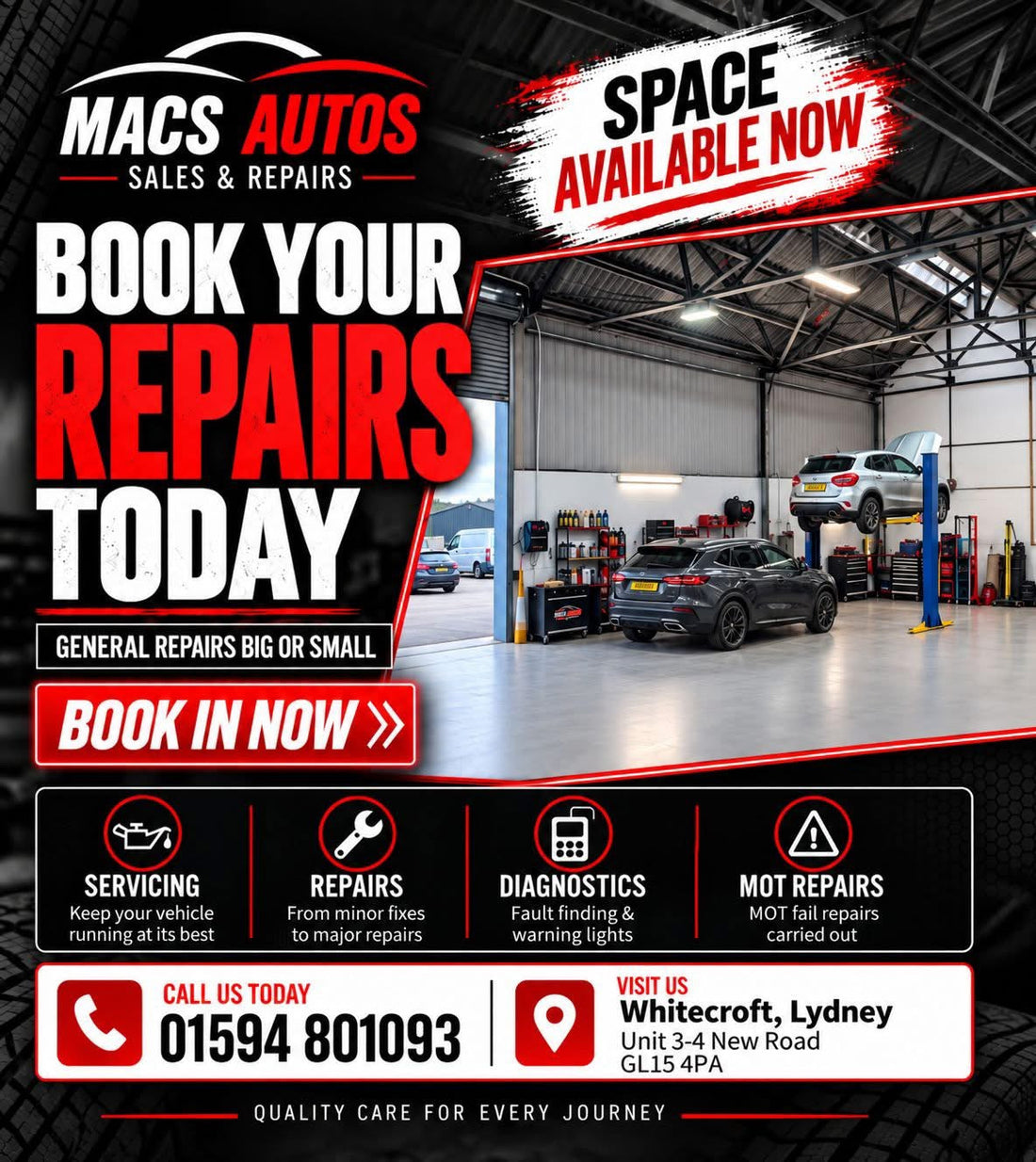 Repair bookings available