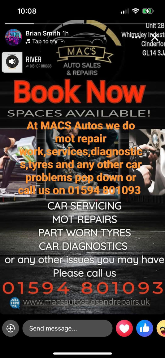 Macs Auto Sales and Repairs …. Book now mot, servicing, repairs…….